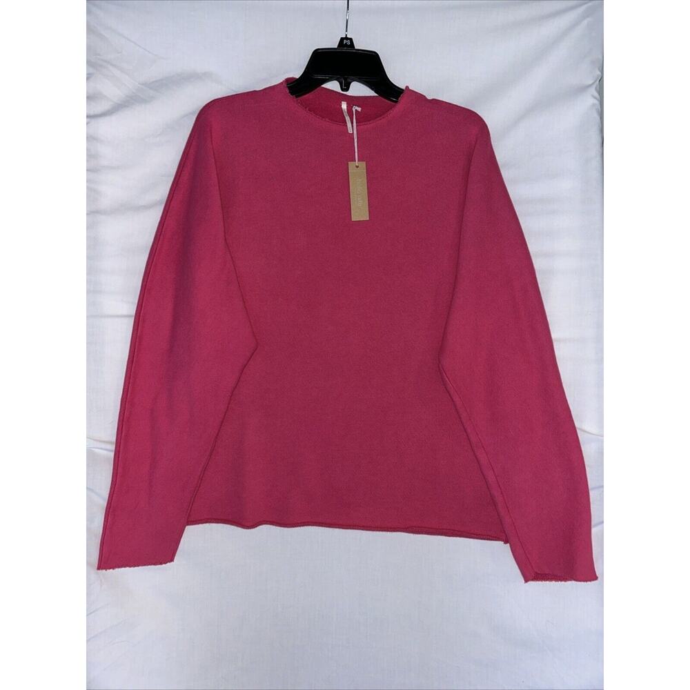 NWT Revolve Hello Nite Size Medium Pink Raw Edge Sweatshirt Athleisure Cozy